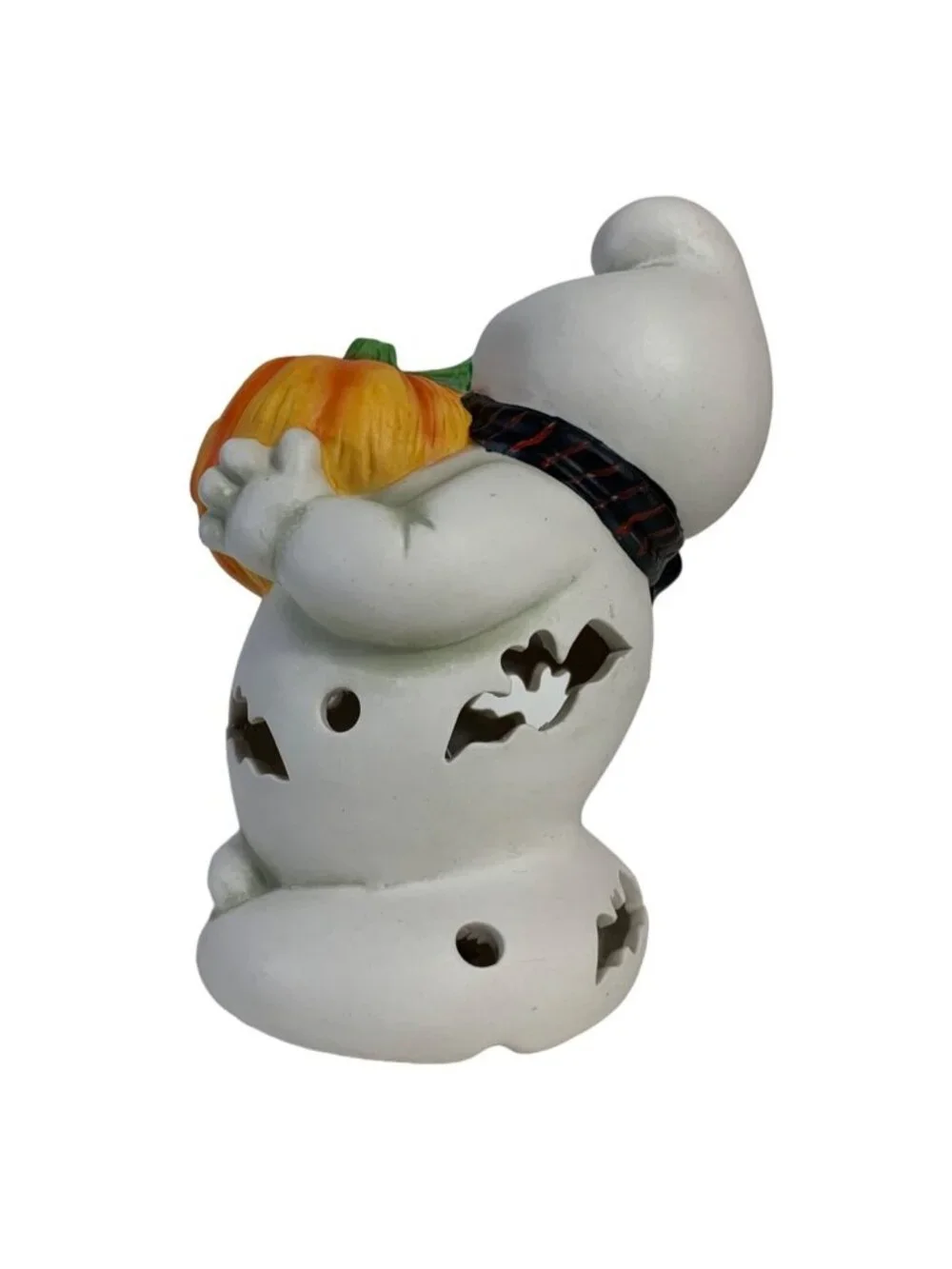 Vintage Halloween Ghost Night Light Spooky Boo Pumpkin Ceramic Lamp Kitsch 90s